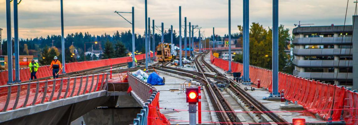 Construction of the Sound Transit South 200th Street Extension just beyond the SeaTac/Airport Station