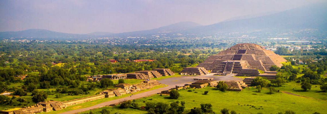 Teotihuacan's Pyramid of the Moon, as viewed from the Pyramid of the Sun.