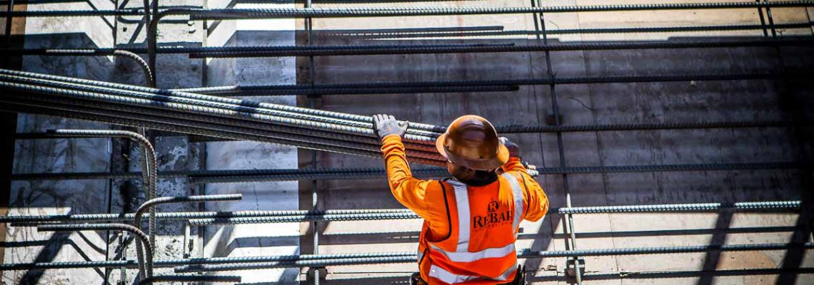 Placing rebar for a concrete trench as part of the BART to Silicon Valley Berryessa Extension project in San Jose, California