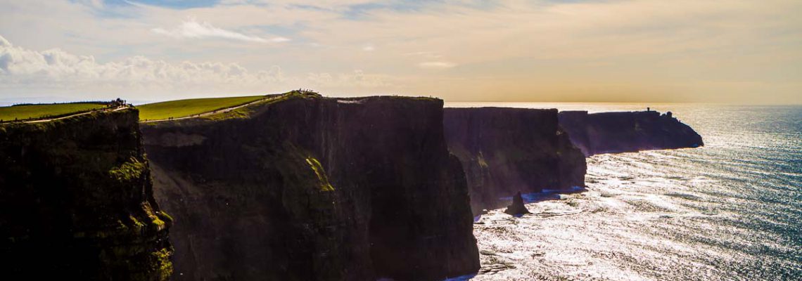 The Cliffs of Moher in County Clare, Ireland on a sunny day